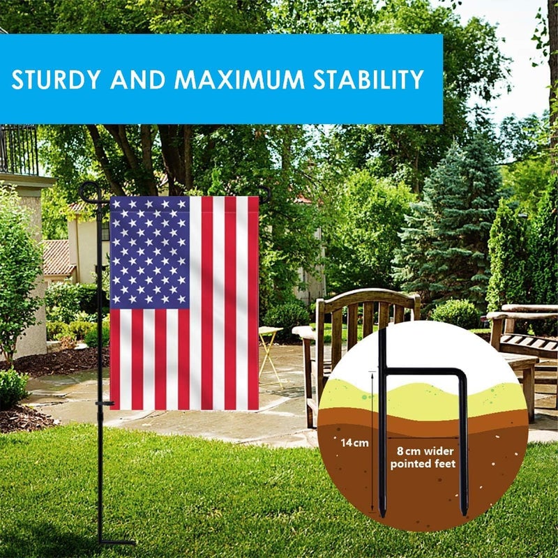 PHITRIC Garden Flag Holder Stand, Premium Powder-Coated Yard Flag Pole, Weather-Proof Black Metal Flagpole with Clip and Stopper for Winter Christmas Garden Flag, USA Flag, Outdoor Decor Decoration - Image 3